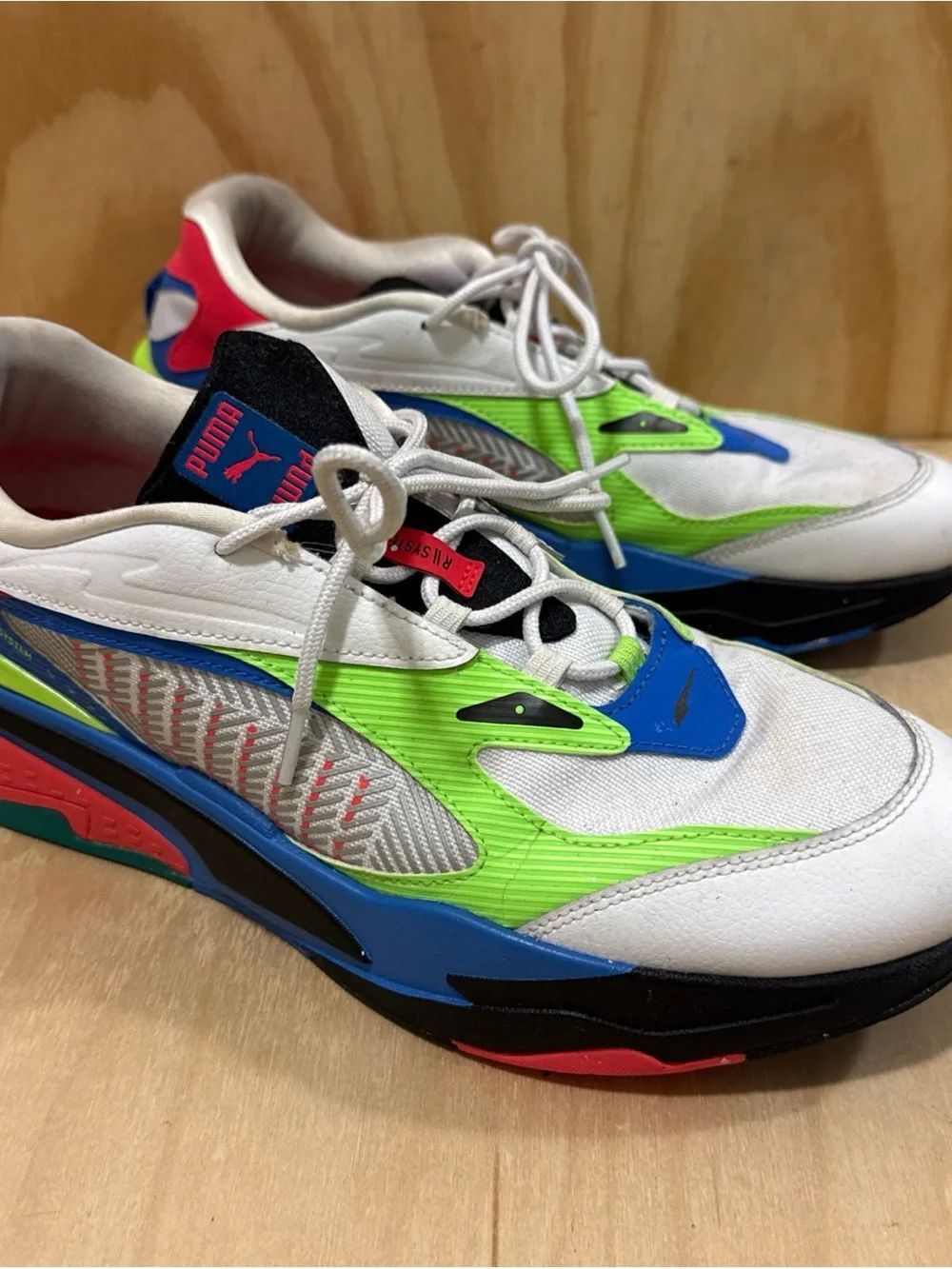 Puma RS-Fast Dazed Men's Sneaker White Bluemazin Green Blue Red Size 13